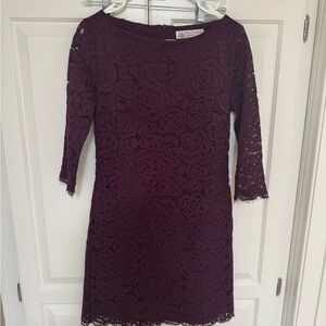 Trina Turk Plum Lace Dress with Bateau Neckline Size 4